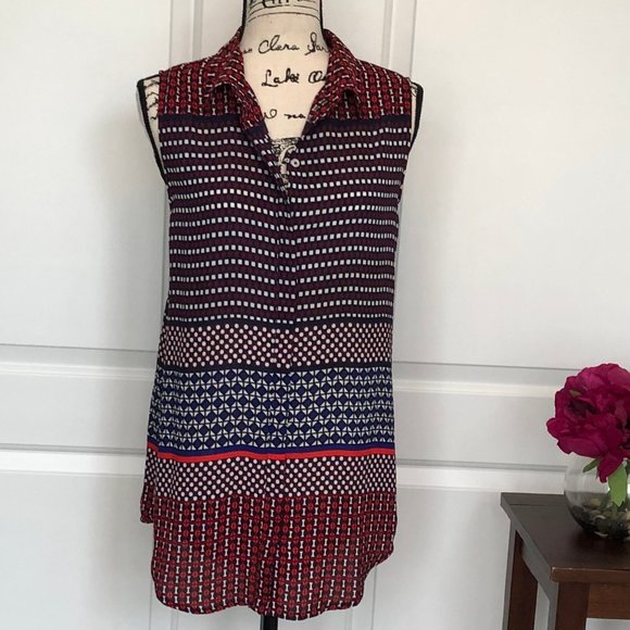 Ann Taylor Tops - Ann Taylor Red, White & Blue Sleeveless Blouse